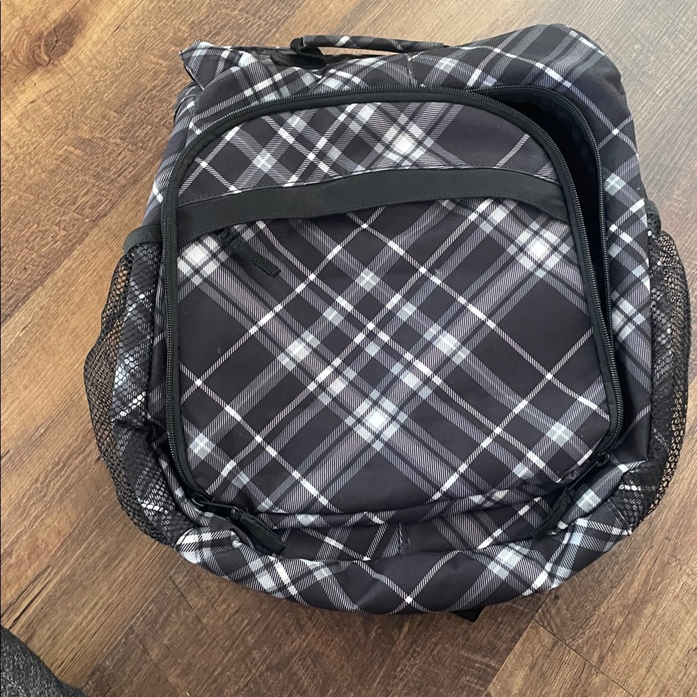Thirty-One Black and White Plaid Backpack camera bag